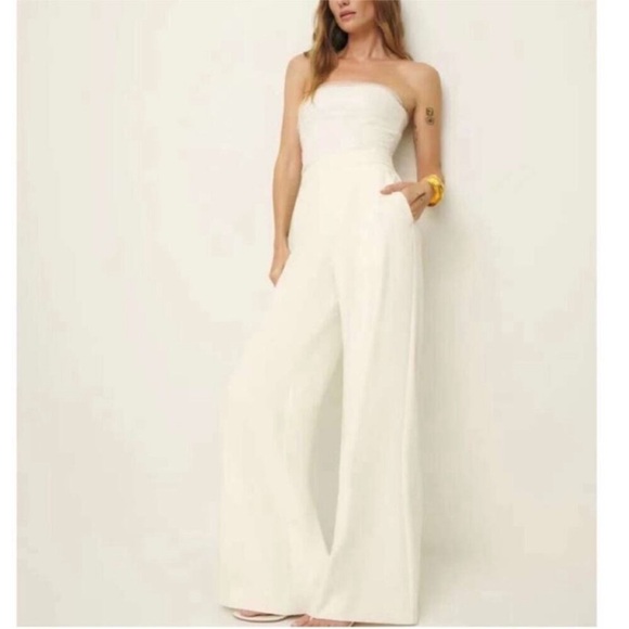 Reformation Auggie Pants in Ivory 10 - Picture 4 of 11